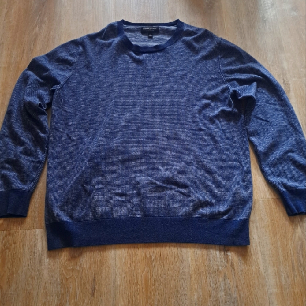 Banana Republic Blue Sweater Specks Premium Luxe Yarn Crewneck Men Size XL